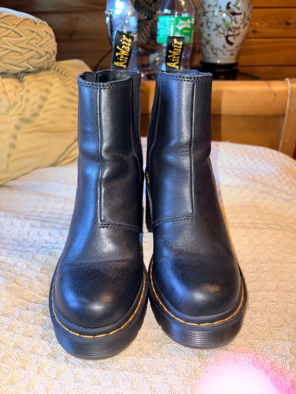 Dr. Martens Spence Black Leather Flared Heel Chelsea Boots Size 7